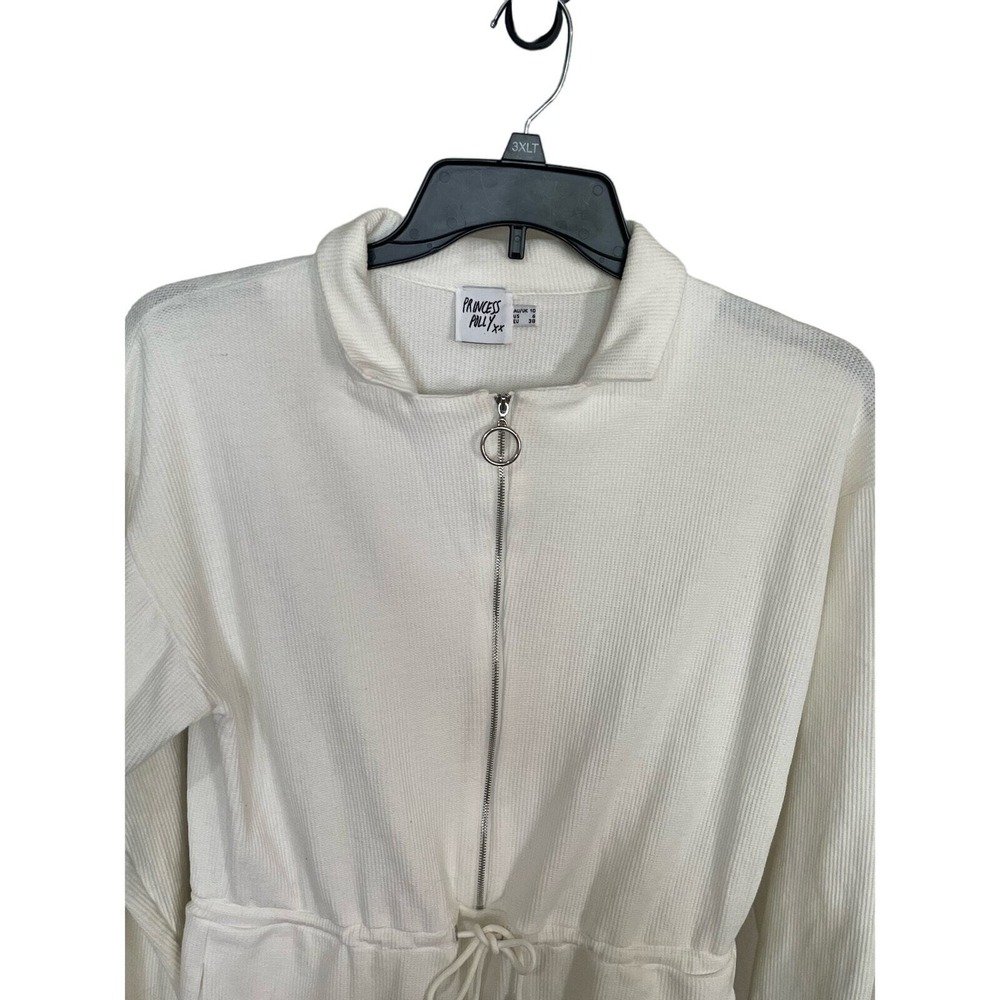 Princess Polly White Romper Zip Front Belted Lounge Playsuit Women 6 - Picture 5 of 8